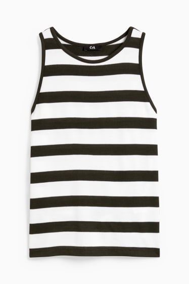 Donna - Top in maglia - a righe - verde scuro / bianco
