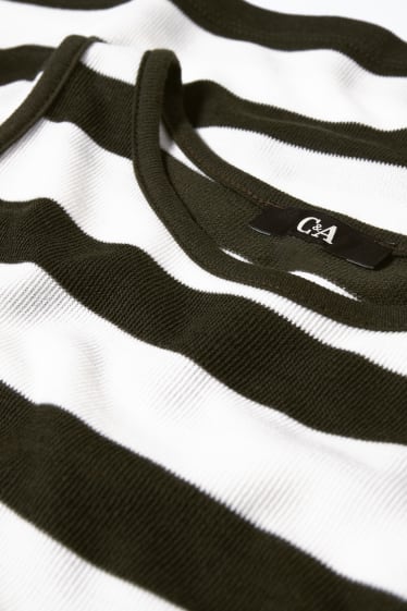 Donna - Top in maglia - a righe - verde scuro / bianco