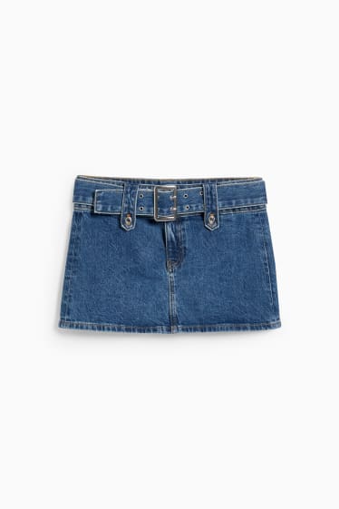 Damen - Jeansrock mit Gürtel - jeansblau
