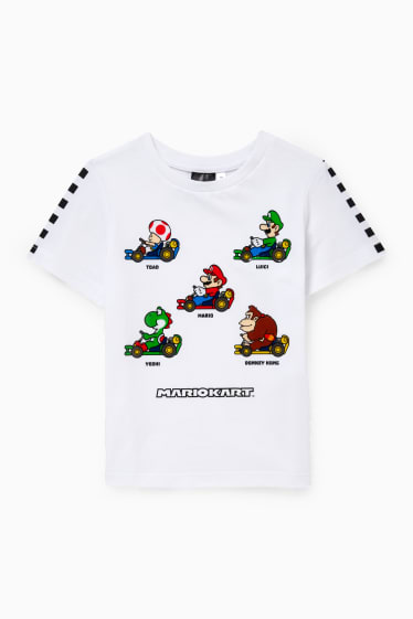 Kinder Jungen - Mario Kart - Kurzarmshirt - weiss