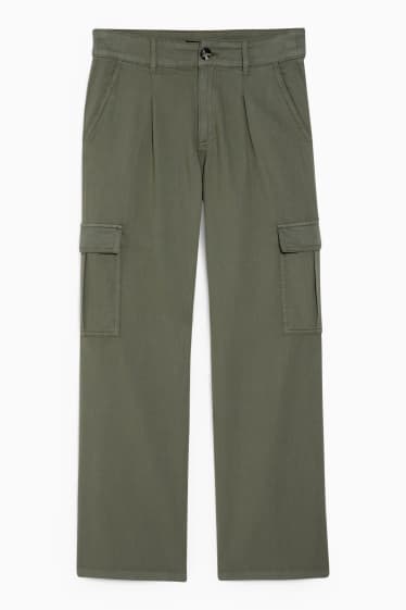 Dames - Cargobroek - high waist - tapered fit - donkergroen