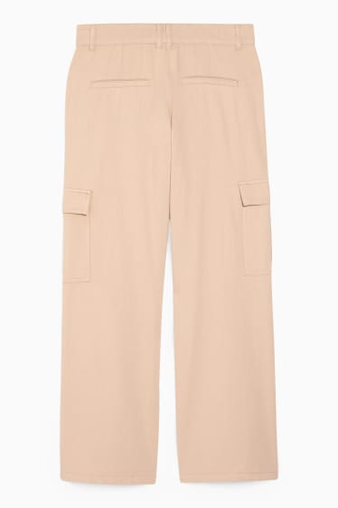 Women - Cargo trousers - high waist - tapered fit - beige