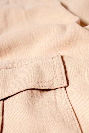 Dames - Cargobroek - high waist - tapered fit - beige