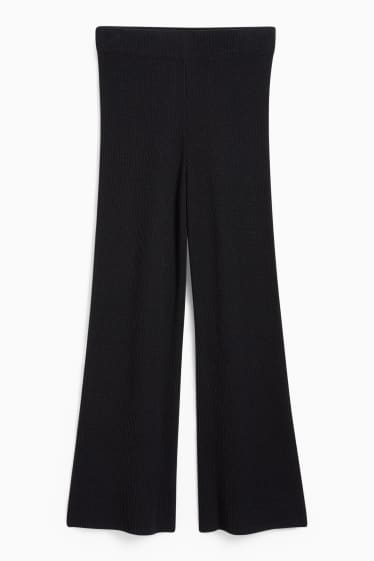 Damen - Strickhose - Mid Waist - Palazzo - schwarz