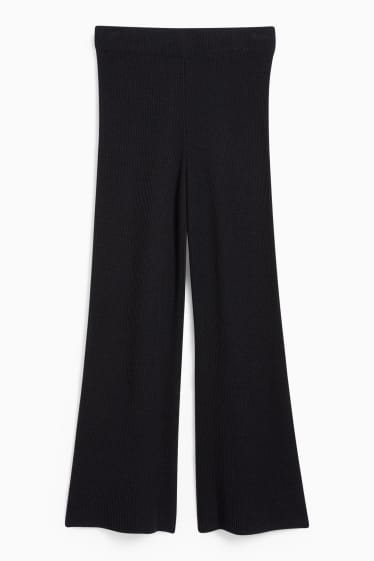 Damen - Strickhose - Mid Waist - Palazzo - schwarz