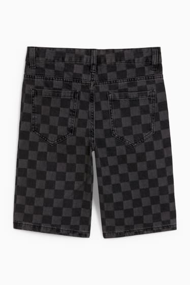 Children - Denim shorts - check - denim-dark gray