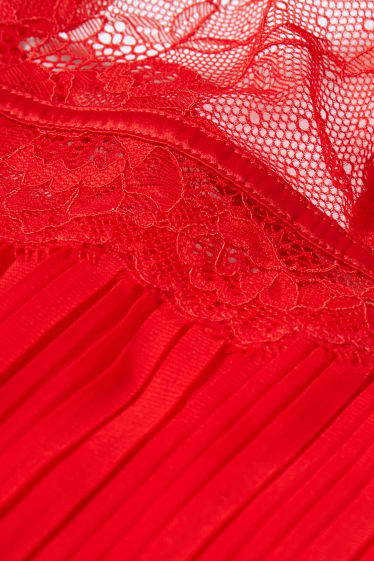 Donna - Top pigiama - a pieghe - rosso