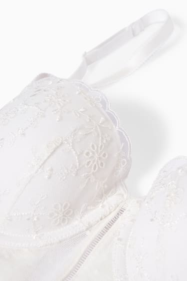 Donna - Reggiseno con ferretti - BALCONETTE - imbottito - bianco crema