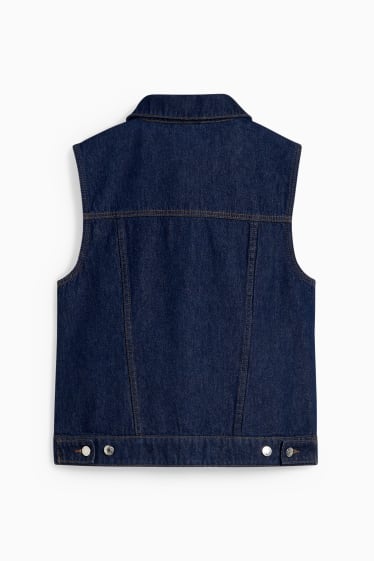 Dames - Denim gilet - jeansdonkerblauw