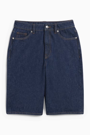 Donna - Bermuda di jeans - vita alta - jeans blu scuro