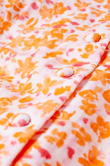 Damen - Blusentop mit Knotendetail - geblümt - orange