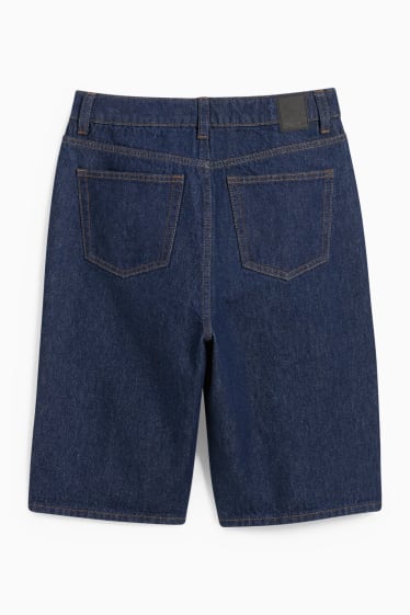 Donna - Bermuda di jeans - vita alta - jeans blu scuro