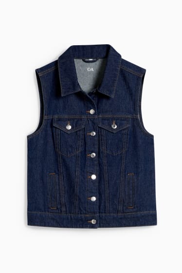 Dames - Denim gilet - jeansdonkerblauw