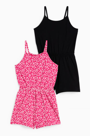 Kinderen: meisjes - Set van 2 - jumpsuit - fuchsiarood