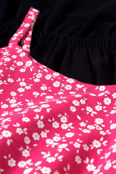 Kinderen: meisjes - Set van 2 - jumpsuit - fuchsiarood
