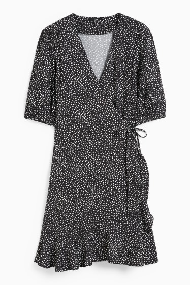 Femmes - Robe portefeuille - à pois - noir / blanc