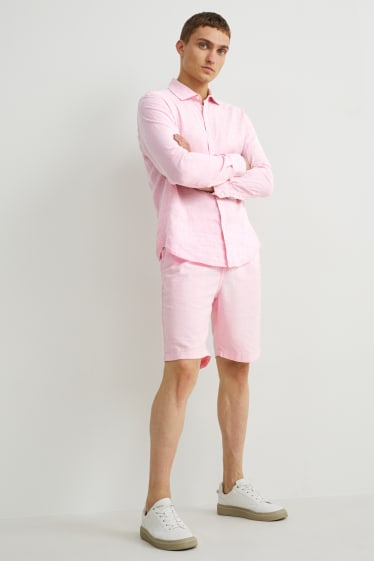 Home - Pantalons curts - mescla de lli - rosa