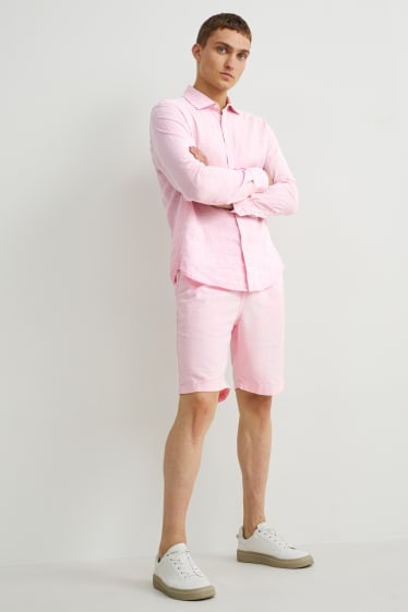 Hombre - Shorts - mezcla de lino - rosa