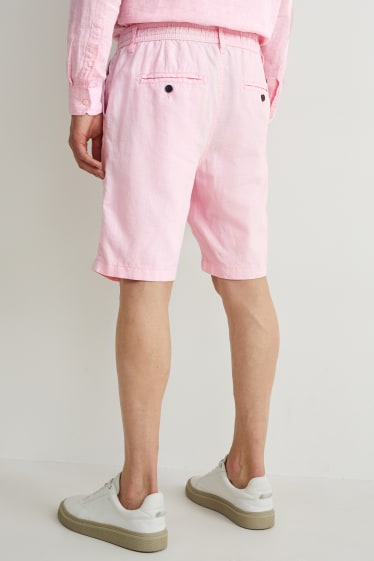 Hombre - Shorts - mezcla de lino - rosa