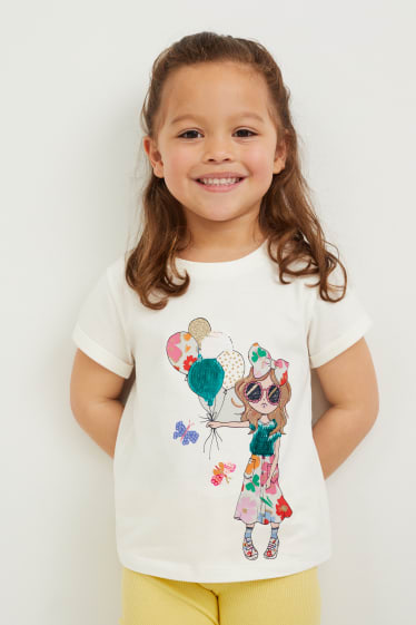 Kinder Mädchen - Kurzarmshirt - Glanz-Effekt - weiß