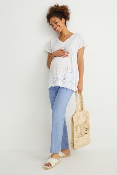 Femmes - Pantalon de grossesse - coupe fuselée - bleu