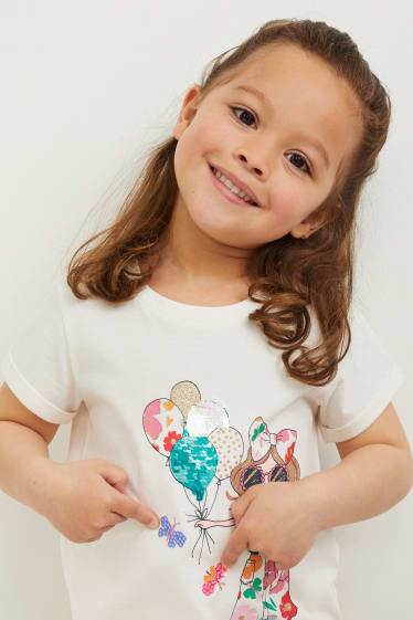Kinder Mädchen - Kurzarmshirt - Glanz-Effekt - weiß