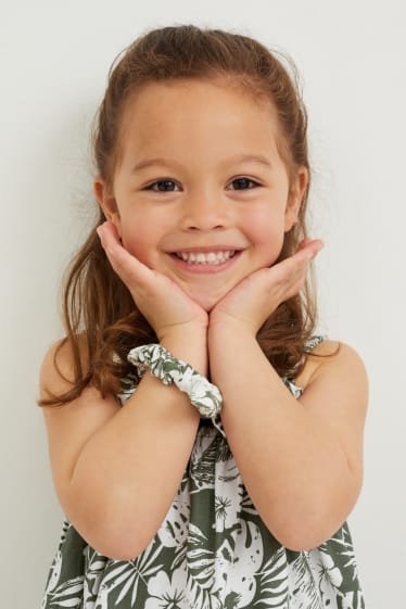 Kinder Mädchen - Set - Top und Scrunchie - 2 teilig - gemustert - grün / cremeweiß