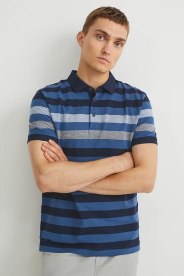 Herren - Poloshirt - gestreift - dunkelblau