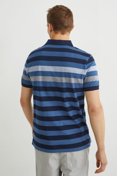 Herren - Poloshirt - gestreift - dunkelblau