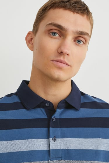 Herren - Poloshirt - gestreift - dunkelblau