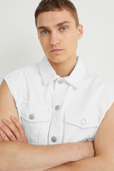 Hommes - Veste en jean sans manches - blanc crème