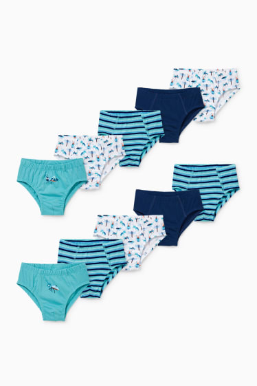 Enfants garçons - Lot de 10 - slips - turquoise clair
