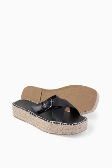 Dámské - Espadrilky - imitace kůže - černá