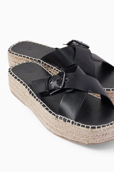 Dámské - Espadrilky - imitace kůže - černá