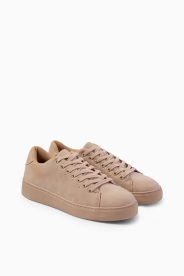 Damen - Sneaker - Velourslederimitat - hellbeige