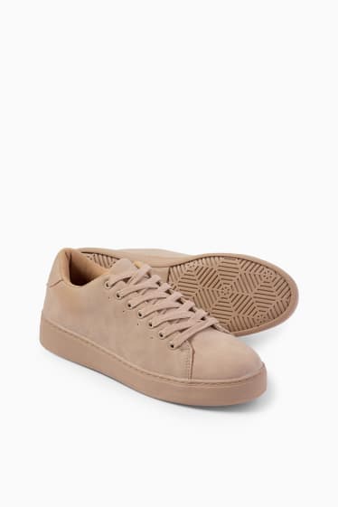 Damen - Sneaker - Velourslederimitat - hellbeige