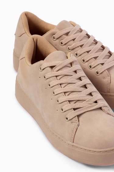 Damen - Sneaker - Velourslederimitat - hellbeige