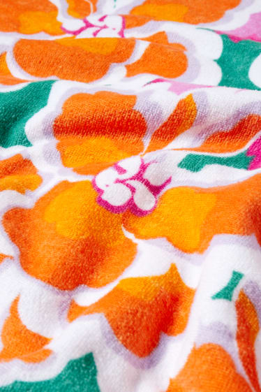 Women - Terry cloth beach towel - floral - 150 x 80 cm - orange