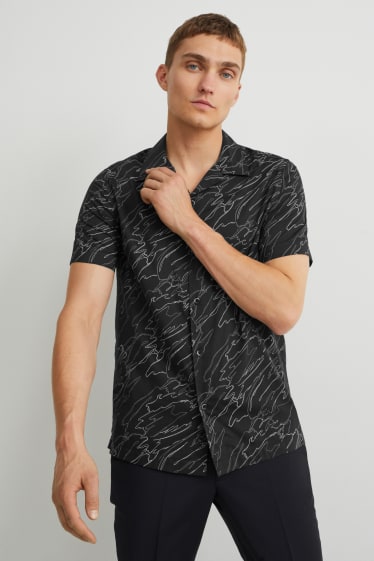 Heren - Overhemd - slim fit - reverskraag - gemakkelijk te strijken - zwart