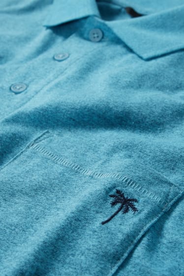 Men - Polo shirt - light turquoise