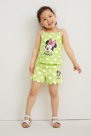 Kinderen: meisjes - Minnie Mouse - sweatshorts - met stippen - lichtgroen