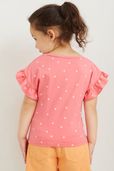 Enfants - T-shirt - effet brillant - à pois - rose