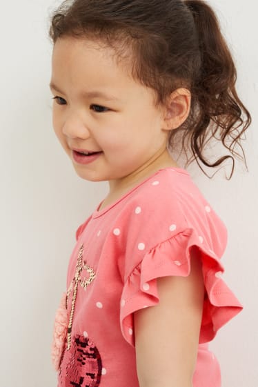 Kinder Mädchen - Kurzarmshirt - Glanz-Effekt - gepunktet - pink