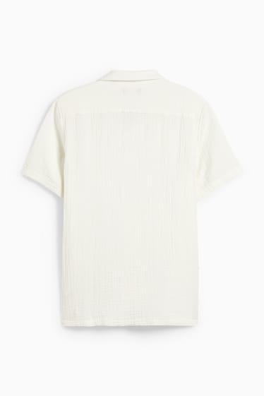 Pánské - Košile - regular fit - klopový límec - krémově bílá
