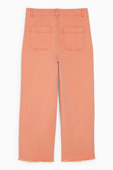 Women - Wide leg jeans - high waist - coral