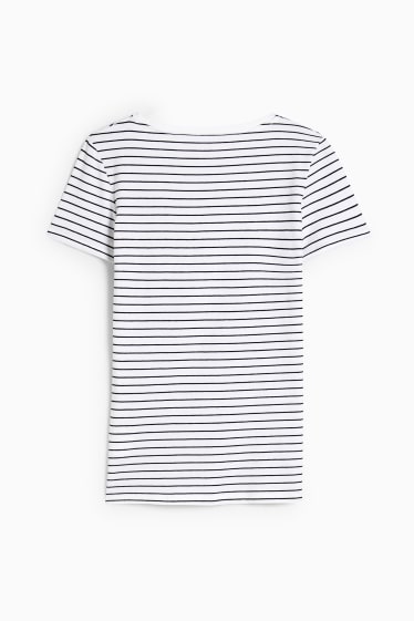 Dames - Basic T-shirt - gestreept - wit