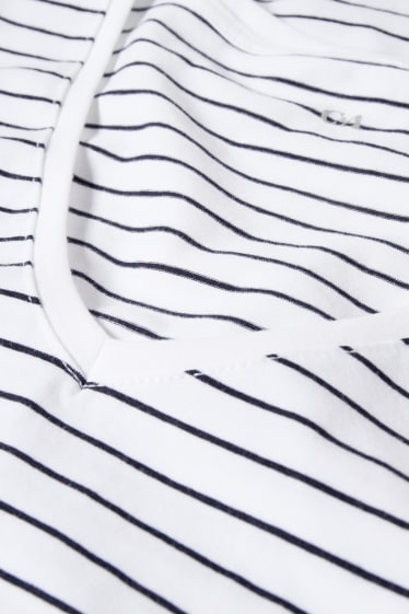 Dames - Basic T-shirt - gestreept - wit