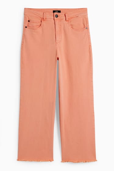 Damen - Wide Leg Jeans - High Waist - coral