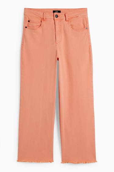 Women - Wide leg jeans - high waist - coral