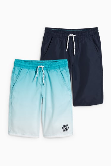 Kinderen: jongens - Set van 2 - zwemshort - lichtturquoise